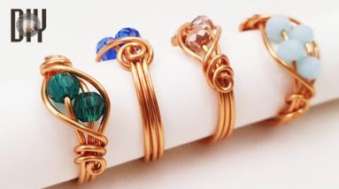Simple rings | Twisted leaves | Small stone beads with holes | Crystal | DIY @Lan Anh Handmade 730
