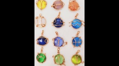 12 zodiac signs | Pendant from copper wire and round cabochon stone @Lan Anh Handmade 842 #Shorts