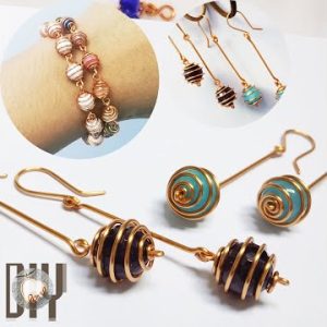 Spiral | earring | bracelet | spherical stone | jewelry | copper wire @Lan Anh Handmade 828 #Shorts
