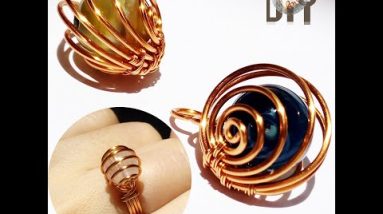 Spiral | pendant | ring | spherical stone | jewelry from copper wire @Lan Anh Handmade 834 #Shorts