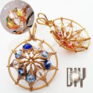 Flower | Lantern | pendant | crystal | Herringbone wire wrap bead @Lan Anh Handmade 853 #Shorts