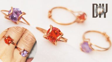 Super fast, very simple | easy prong ring | faceted gemstones | DIY @LanAnhHandmade 943